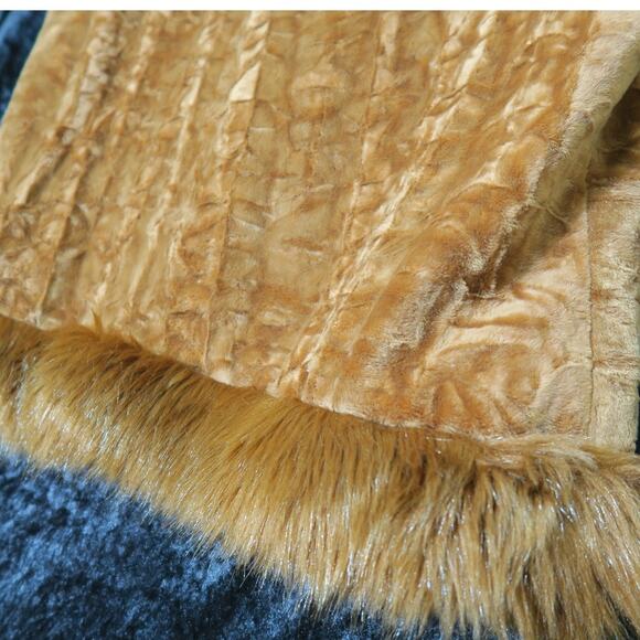 Blanc Noir Faux Fur Vest Brown Lined Outerwear Medium Tie Chenille Fuzzy Soft M - Picture 10 of 11